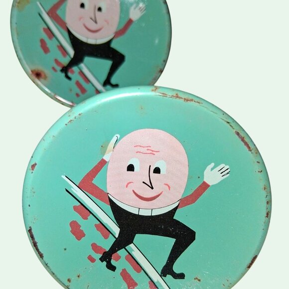 Set Of 4 Vintage Humpty Dumpty Metal Drawer Knobs Pulls Hardware 1950s Unique De - Picture 3 of 7